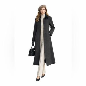 London Fog 100% Wool Charcoal Gray Trench Coat - Velvet Collar - Women’s Size 12